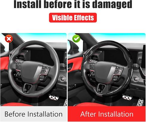 Car Steering Wheel Cover for Toyota Carbon Fiber Pattern Protective Sleeve Black Rubber Sleeve Wrapped Anti-Slip Design Compatible with 15-inch Wheels Decorative Modification Unisex Accessories in Kuwait