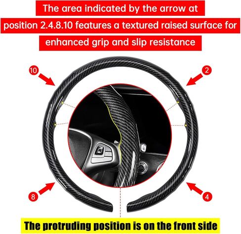 Car Steering Wheel Cover for Toyota Carbon Fiber Pattern Protective Sleeve Black Rubber Sleeve Wrapped Anti-Slip Design Compatible with 15-inch Wheels Decorative Modification Unisex Accessories in Kuwait