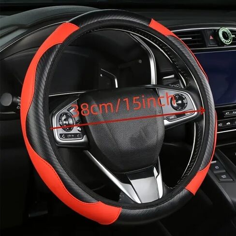 1pc Universal 15 Inch Car Steering Wheel Cover - Anti-Slip, No Inner Ring - for All Car Models - Enhance Grip & Comfort for Drivers,Red in Saudi Arabia