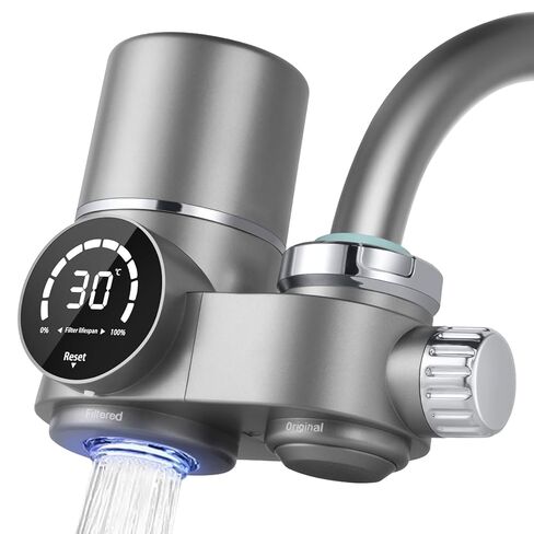 Water Filter for Sink Faucet, Upgraded Faucet Mount Water Filtration System with UV Light and Real-Time Filter Life Indicator, Reduces Lead Chlorine, Heavy Metals (Incl. 1 Filter, 13 adaptors) in Saudi Arabia