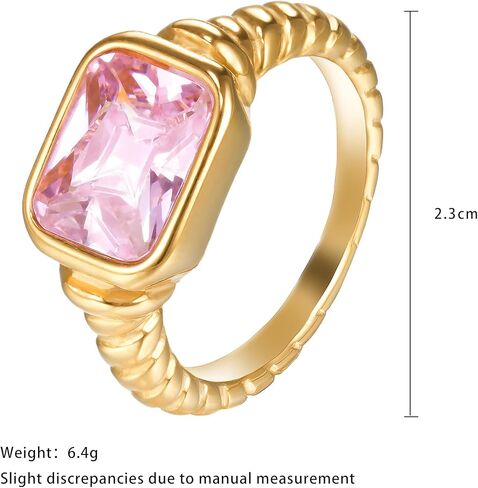 Pink Cubic Zirconia Cocktail Ring Gold Plated Vintage Statement Jewelry for Women in Saudi Arabia
