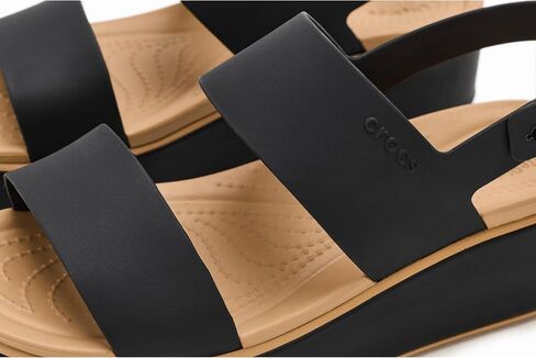Crocs Women's Brooklyn Cork Low Wedge, Black/Cashew, 6 in Kuwait