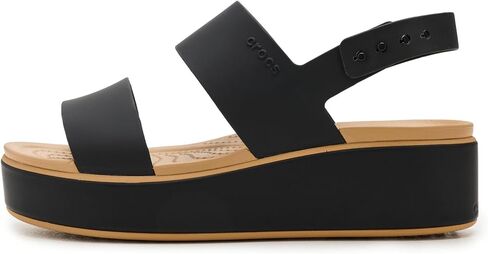 Crocs Women's Brooklyn Cork Low Wedge, Black/Cashew, 6 in Kuwait