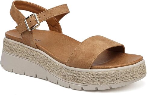 GoodValue Womens Platform Espadrille Wedge Sandals Open Toe Adjustable Ankle Strap Comfortable Flatform Sandals in Kuwait