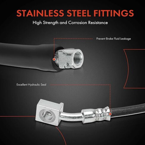 A-Premium Front Driver Side Brake Hydraulic Hose Compatible with Select Chevrolet and Cadillac Models - Corvette 2005-2013, XLR 2004-2009 - Replace# 10366100, 10438149 in Saudi Arabia