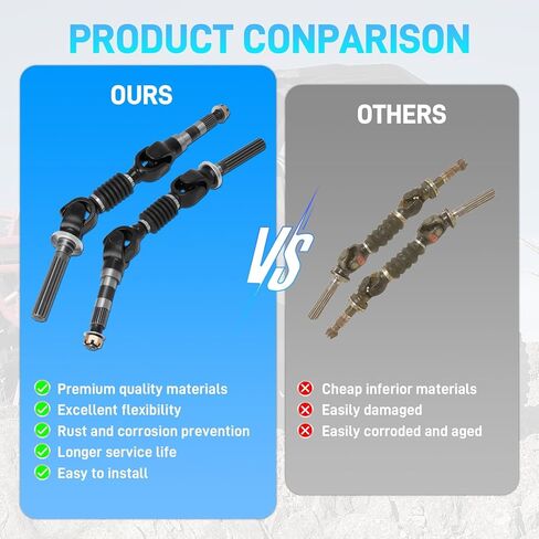 Left Right Rear Axles Set Compatible with 2004-2008 Kubota RTV900, 2007-2013 Kubota RTV1100, 2009-2016 Kubota RTV1140, Rear Shaft Replaces# K7711-12334 K7711-12330 in Kuwait