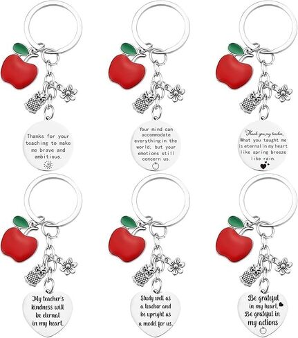 Generic 6pcs Teacher Keychains, Apple Shaped Key Chain Teacher Appreciation Key Ring Gifts Personalized Valentine's Day Teacher's Day Gifts in Saudi Arabia