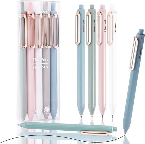 Gel Pens,5 Pack 0.5mm Retractable Quick Dry,Black Ink Fine Point Rolling Ball Gel Pen,Smooth Writing High-End Series Cute Ballpoint for Journaling,Home School Office Supplies in Saudi Arabia