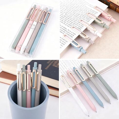 Gel Pens,5 Pack 0.5mm Retractable Quick Dry,Black Ink Fine Point Rolling Ball Gel Pen,Smooth Writing High-End Series Cute Ballpoint for Journaling,Home School Office Supplies in Saudi Arabia