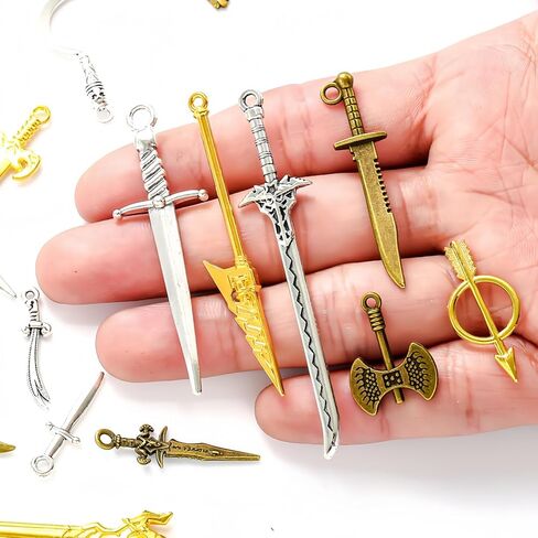 مجموعة من 20 قطعة من الإشارات المرجعية ذات السيف العتيق، مع ملحقات قراءة معدنية عتيقة بثلاثة ألوان، وحلي سيف صغيرة لسهام الكتب، وسحر الكتب، والقلادة، وسلسلة المفاتيح، والإشارات المرجعية الخيالية in Kuwait