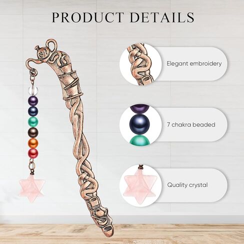 4 Pcs 7 Chakra Crystal Bookmark Antique Copper Metal Beading Healing Stone Vintage Bookmarks Tumbled Gemstones Book Markers for Student Office Birthday Present(Retro Style) in Saudi Arabia