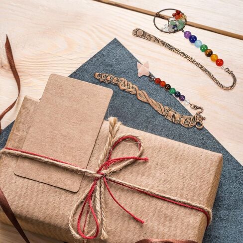 4 Pcs 7 Chakra Crystal Bookmark Antique Copper Metal Beading Healing Stone Vintage Bookmarks Tumbled Gemstones Book Markers for Student Office Birthday Present(Retro Style) in Saudi Arabia