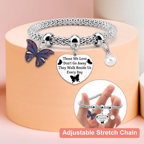 سوار التعاطف للنساء فراشة عاشق أساور تذكارية الفجيعة هدية لفقدان الذهاب بعيدا هدية لفقدان أمي أبي أخت صديق ذكرى تعزية عيد الميلاد عيد الأم تمتد المجوهرات in Kuwait