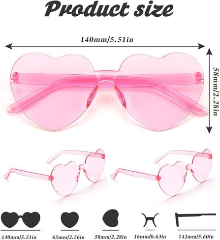 Hoosmoon نظارات شمسية على شكل قلب للنساء نظارات عيد الحب العصرية نظارات شمسية على شكل قلب وردي للنساء نظارات شمسية كبيرة الحجم للنساء في عيد الحب in Kuwait
