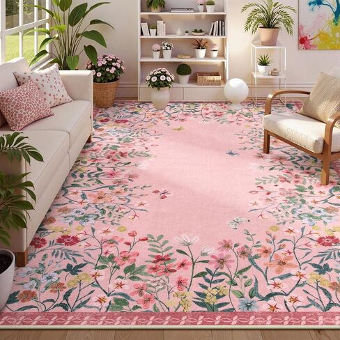 Lahome Boho Floral 2'6"x8 Black Washable Hallway Kitchen Runner Rug, Non Skid Bathroom Carpet Runner, Soft Non-Slip Rug Runners for Entryway Laundry Bedroom(2'6"x8ft,Black) in Saudi Arabia