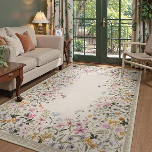 Lahome Boho Floral 2'6"x8 Black Washable Hallway Kitchen Runner Rug, Non Skid Bathroom Carpet Runner, Soft Non-Slip Rug Runners for Entryway Laundry Bedroom(2'6"x8ft,Black) in Saudi Arabia