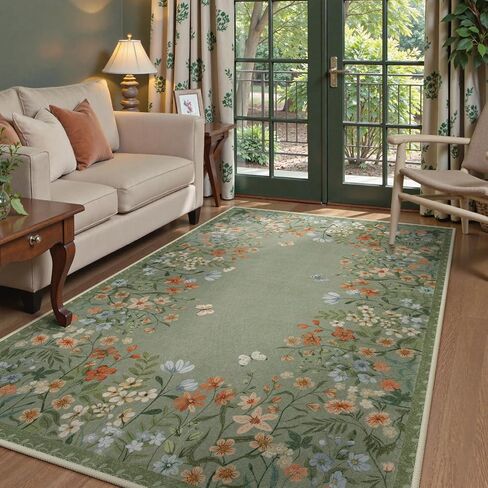 Lahome Boho Floral 2'6"x8 Black Washable Hallway Kitchen Runner Rug, Non Skid Bathroom Carpet Runner, Soft Non-Slip Rug Runners for Entryway Laundry Bedroom(2'6"x8ft,Black) in Saudi Arabia