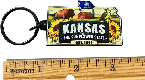 Westmon Works Kansas Keychain تذكارية لولاية عباد الشمس مع سلسلة مفاتيح أكريليك العلم in Saudi Arabia