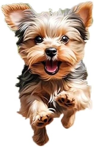 Running Yorkshire Terrier Acrylic Pendant - 2D Flat Car Mirror Charm & Keychain, Happy Dog Decor for Home & Festival Gifts - Pet Lovers’ Delight in Kuwait