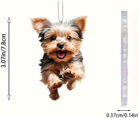 Running Yorkshire Terrier Acrylic Pendant - 2D Flat Car Mirror Charm & Keychain, Happy Dog Decor for Home & Festival Gifts - Pet Lovers’ Delight in Kuwait