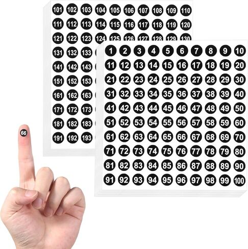 4500 Pcs 1-300 Number Stickers, 15 Sets Consecutive Round Labels, 0.4 Inch Self-Adhesive Small Consecutive Number Decals Inventory Organizing Stickers for Indoor Outdoor Organizing, Boxes (Black) in Saudi Arabia