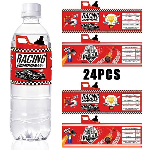 24 قطعة من ملصقات زجاجات المياه لعلب وقود سيارات السباق لتزيين حفلات السباق in Kuwait