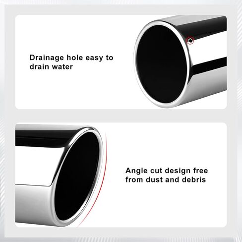 Mupera Universal 2.5 Inch Inlet Exhaust Tip, 4" Outlet, 9" Long Silver Professional Tail Pipe Exhaust Tip with Bolt On, for all 2.5 Inch Outside Diameter Exhaust Tips in Kuwait