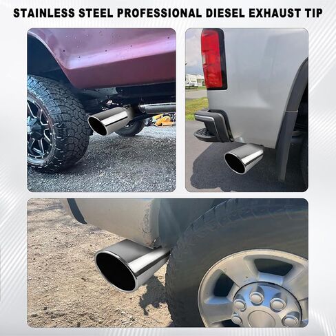 Mupera Universal 2.5 Inch Inlet Exhaust Tip, 4" Outlet, 9" Long Silver Professional Tail Pipe Exhaust Tip with Bolt On, for all 2.5 Inch Outside Diameter Exhaust Tips in Kuwait