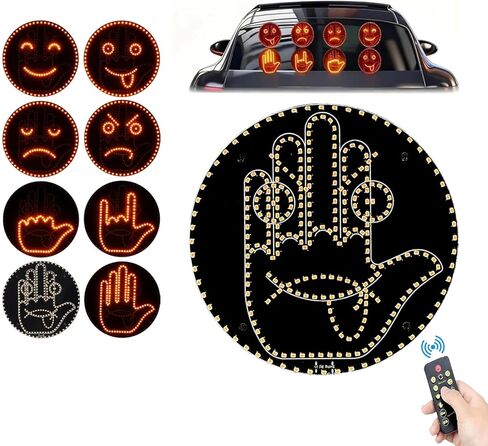 Car Hand Light with Remote, LED Hand Gesture Light for Car Window, Visual Driver Communication Signal with High-Power LEDs, 8 Expressions 6 Modes, Non-Verbal Safety Indicator for Daily Driving in Saudi Arabia