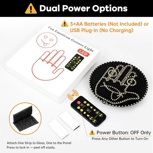 Car Hand Light with Remote, LED Hand Gesture Light for Car Window, Visual Driver Communication Signal with High-Power LEDs, 8 Expressions 6 Modes, Non-Verbal Safety Indicator for Daily Driving in Saudi Arabia