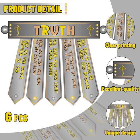 6 Pcs Armor of God Crafts Kit Belt 20inch DIY Belts for Kids Christian Bible Religious Sunday School Crafts with Elastic Ropes for Home School Classroom Activity Party Decoration in Kuwait