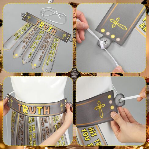 6 Pcs Armor of God Crafts Kit Belt 20inch DIY Belts for Kids Christian Bible Religious Sunday School Crafts with Elastic Ropes for Home School Classroom Activity Party Decoration in Kuwait