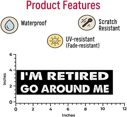 ملصق مغناطيس مضحك مقاس 11x3 بوصة - ملصق ممتص للصدمات I'm Retired GOaround ME - مغناطيس ممتص للصدمات I'm Retired GOaround ME - مركبة، ثلاجة، سيارة، شاحنة، in Saudi Arabia