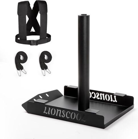 LIONSCOOL مزلجة سحب تدريب الأثقال مع مجموعة أحزمة سحب احترافية، سعة 300 رطل، مناسبة لألواح الوزن 1 بوصة و2 بوصة، معدات تمرين مزلجة كهربائية لتحسين التدريب السريع والقوة in Kuwait