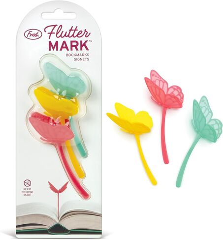 Genuine Fred FLUTTERMARKS Butterfly Bookmarks – Set of 3 Soft Silicone Page Markers – Vibrant and Flexible Bookmarks for Readers and Book Lovers in Saudi Arabia
