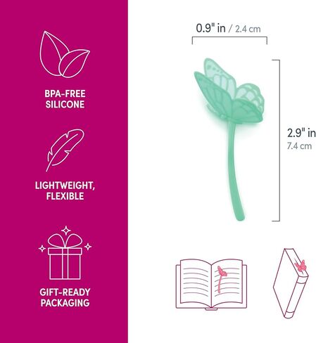 Genuine Fred FLUTTERMARKS Butterfly Bookmarks – Set of 3 Soft Silicone Page Markers – Vibrant and Flexible Bookmarks for Readers and Book Lovers in Saudi Arabia