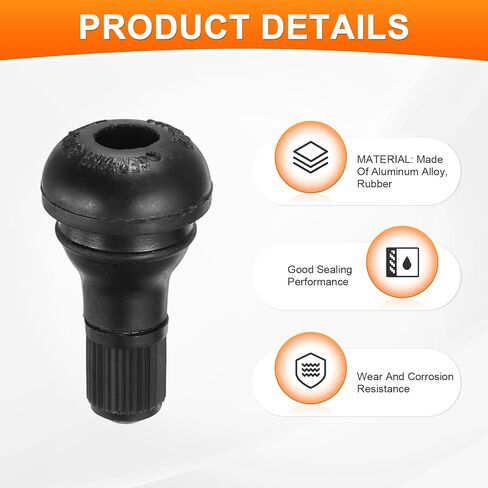 PATIKIL 2 Inch TR413 Tire Valve Stem, 5 Pack Universal Metal Rubber Snap-in Valve Stems for Cars Trucks Trailers ATVs Motorcycles, Black in Saudi Arabia