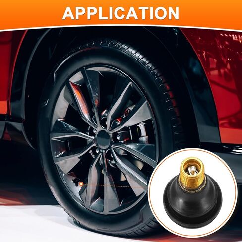 PATIKIL 2 Inch TR413 Tire Valve Stem, 5 Pack Universal Metal Rubber Snap-in Valve Stems for Cars Trucks Trailers ATVs Motorcycles, Black in Saudi Arabia