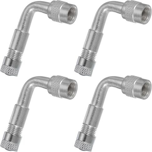 PATIKIL 90 Degree Valve Stem Extension, 4 Pcs Universal Tire Valve Stem Extenders Adaptor Compatible for Cars Bicycles Motorcycles Trailers RV Leisure Vehicles, Silver in Saudi Arabia