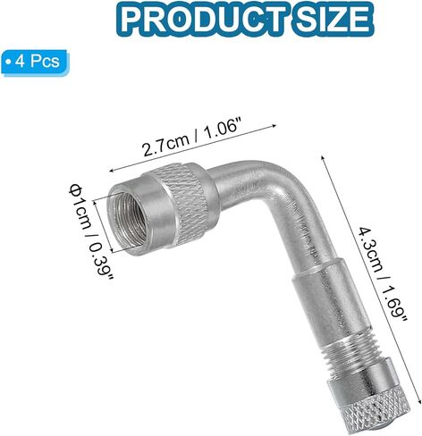 PATIKIL 90 Degree Valve Stem Extension, 4 Pcs Universal Tire Valve Stem Extenders Adaptor Compatible for Cars Bicycles Motorcycles Trailers RV Leisure Vehicles, Silver in Saudi Arabia
