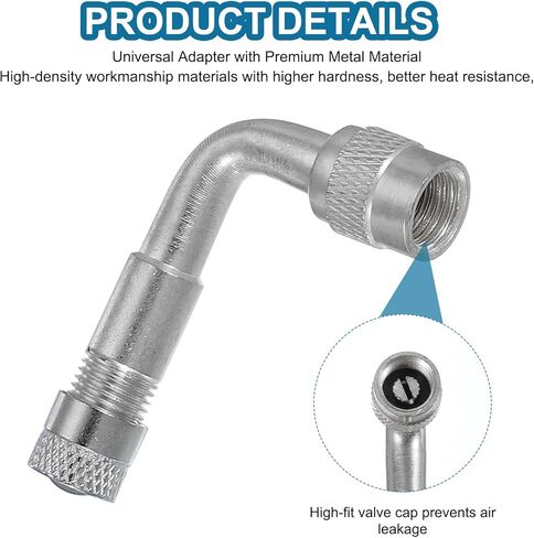 PATIKIL 90 Degree Valve Stem Extension, 4 Pcs Universal Tire Valve Stem Extenders Adaptor Compatible for Cars Bicycles Motorcycles Trailers RV Leisure Vehicles, Silver in Saudi Arabia