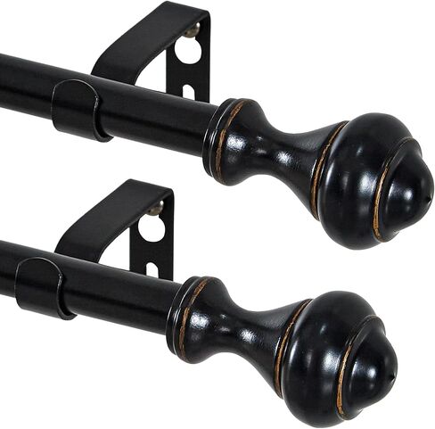 NICETOWN Adjustable Curtain Rods 2-Pack 48-86 Inch, Matte Black Copper Rods with Decorative Finials for Windows, Heavy Duty Window Drapery Poles for Indoor Outdoor Patio Bedroom in Saudi Arabia
