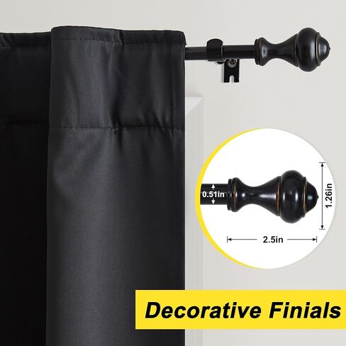 NICETOWN Adjustable Curtain Rods 2-Pack 48-86 Inch, Matte Black Copper Rods with Decorative Finials for Windows, Heavy Duty Window Drapery Poles for Indoor Outdoor Patio Bedroom in Saudi Arabia