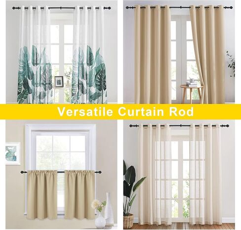 NICETOWN Adjustable Curtain Rods 2-Pack 48-86 Inch, Matte Black Copper Rods with Decorative Finials for Windows, Heavy Duty Window Drapery Poles for Indoor Outdoor Patio Bedroom in Saudi Arabia