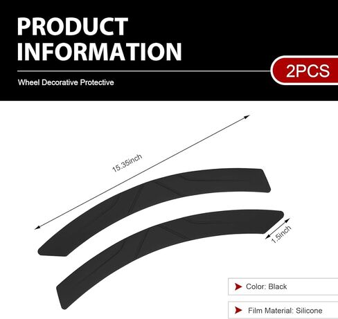 2PCS Wheel Tire Eyebrow Strips, Thickened Scratch-resistant Anti-collision Vehicles Edge Protectors, Stylish Sporty Decorative Trim for Car Wheel Arches Lip, for Most Vehicles (Black) in Saudi Arabia