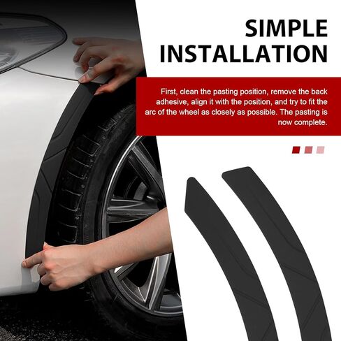2PCS Wheel Tire Eyebrow Strips, Thickened Scratch-resistant Anti-collision Vehicles Edge Protectors, Stylish Sporty Decorative Trim for Car Wheel Arches Lip, for Most Vehicles (Black) in Saudi Arabia