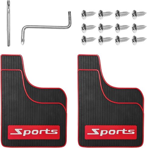 4PCS Car Mud Flaps, Soft Rubber Sports Front and Rear Fender Splash Guards with Hardware, No Collision Mudguards Flexible Dirt/Slush Protection for Sedan Pickup Truck SUV (Large) in Kuwait