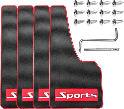 4PCS Car Mud Flaps, Soft Rubber Sports Front and Rear Fender Splash Guards with Hardware, No Collision Mudguards Flexible Dirt/Slush Protection for Sedan Pickup Truck SUV (Large) in Saudi Arabia