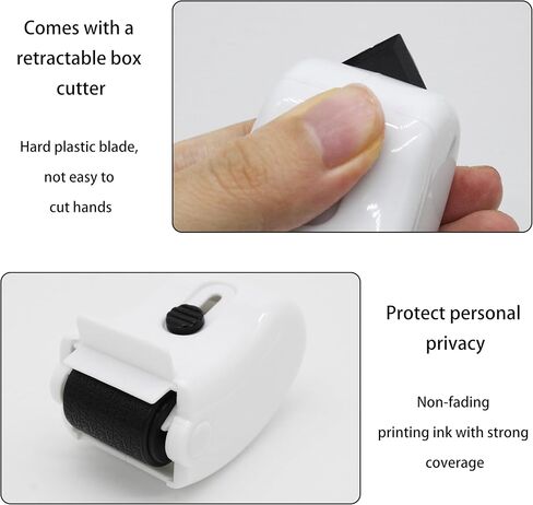 Sonjade Identity Theft Protection Roller Security Stamp, Built in Cutter & Flip Cover Design, Privacy Guard Confidential Data for Your ID, Documents, Labels, Packages, Address, 1 Pack (White) in Kuwait