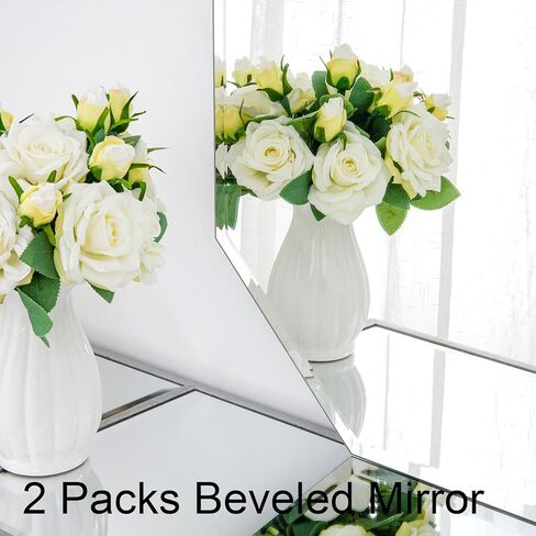 Chende 2 Packs Octagonal Bathroom Mirror with Beveled Edge, 18" x 36" Modern Frameless Vanity Mirror for Bedroom, Entryways, Washrooms, Living Rooms, Horizontal/Vertical Hanging in Kuwait